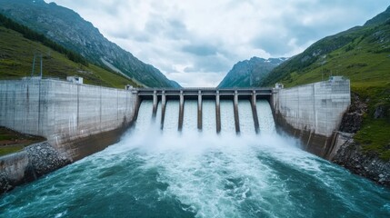 Swollen River During Flash Floods at Dam