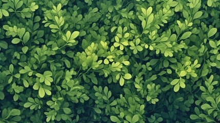 Obraz premium Lush green foliage background with various shades of vibrant leaves creating a serene natural atmosphere.