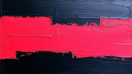 Abstract painting with red and black oil paint strokes.