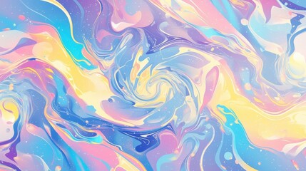 Obraz premium A vibrant, swirling abstract pattern featuring pastel hues of blue, pink, and yellow, creating a dreamy effect.