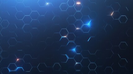 Fototapeta premium Abstract hexagonal pattern featuring glowing blue elements on a dark background.