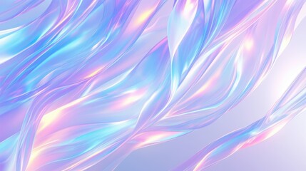 Obraz premium Abstract digital artwork featuring flowing pastel waves in shades of blue and pink, creating a serene and dreamy atmosphere.