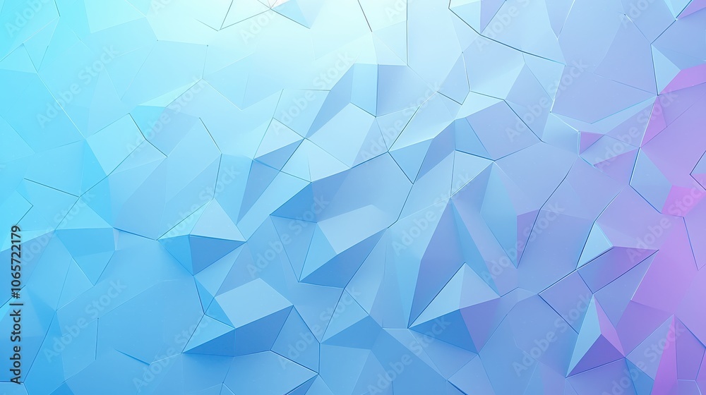 Poster abstract geometric background in shades of blue and purple with sharp, angular facets creating depth