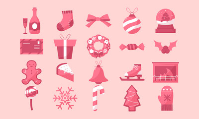Fototapeta premium 20 Christmas icons. New Year's Eve and Christmas. Collection of festive icons 