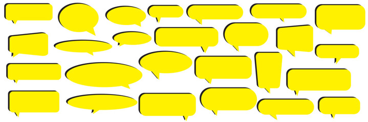 Obraz premium Speech Bubble collection. Talk bubbles with editable stroke and fill, Cloud speech bubbles set. yellow speech bubble chat box icon vector set illustration.