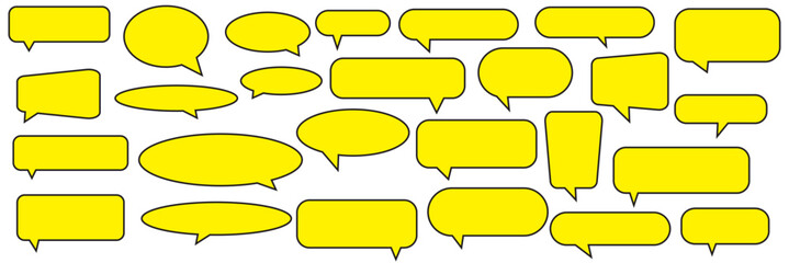 Obraz premium Speech Bubble collection. Talk bubbles with editable stroke and fill, Cloud speech bubbles set. yellow speech bubble chat box icon vector set illustration.