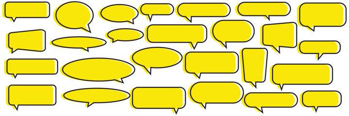 Obraz premium Speech Bubble collection. Talk bubbles with editable stroke and fill, Cloud speech bubbles set. yellow speech bubble chat box icon vector set illustration.