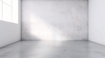 Obraz premium Minimalist Empty Room with Concrete Floor and Wall