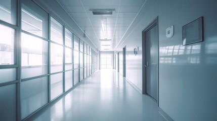 Bright Modern Hospital Corridor Interior