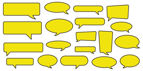 Obraz premium Set of yellow speech bubble collection .Yellow speech bubble cartoon box icon set . speech bubble vector. comment box icon vector set. Chatting box icon vector.