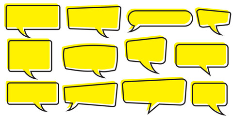 Obraz premium Set of yellow speech bubble collection .Yellow speech bubble cartoon box icon set . speech bubble vector. comment box icon vector set. Chatting box icon vector.