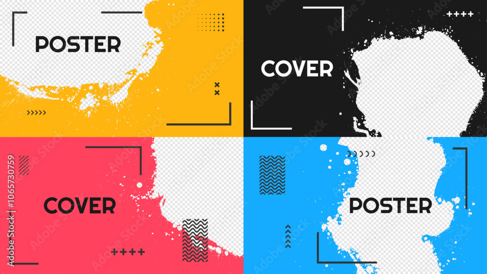 Wall mural vector illustration. abstract color horizontal clipping mask set. ink brush strokes design for web t