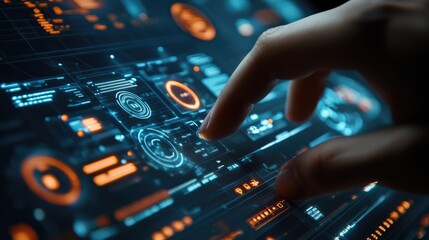 Obraz premium Explore innovative user interfaces by interacting with advanced technology displays