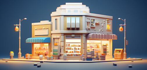 A Charming Urban Storefront Glowing Warmly in the Evening Light, Inviting Passersby in Wonder