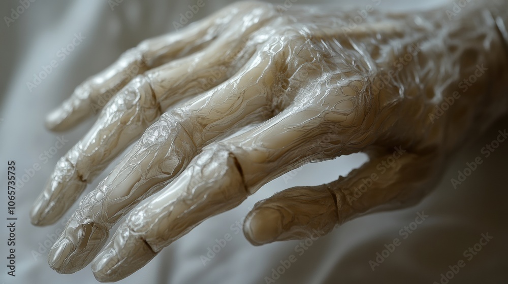 Aufkleber this close-up showcases a detailed prosthetic hand crafted with skin-like material for improved real