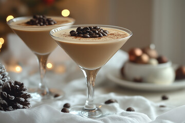 Two martinis with espresso martini cocktail