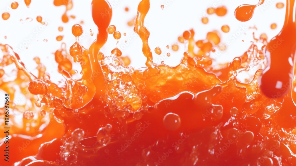 Poster Orange Liquid Splashing and Creating a Dynamic Pattern