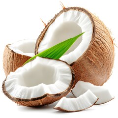 Coconut Halves with Leaf