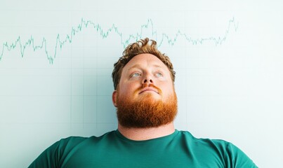 Focused Plus-Size Man Analyzing Cryptocurrency Market Trends in Office Setting