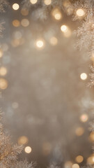 Festive Holiday Champagne Gold Bokeh Sparkle Background with Hint of Icy Snowflakes, Portrait Wallpaper Backdrop in 9:16 Ratio	
