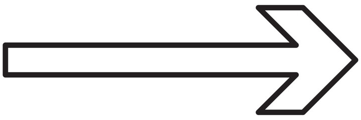 Long arrow. Black arrow pointing right. Black large arrow pointing right. Bold thine long arrow. Vector illustration. Black horizontal arrow. Straight long arrow vector icon.
