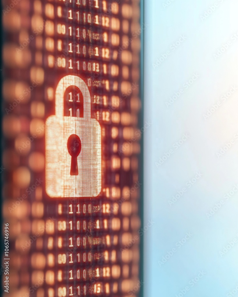 Aufkleber digital security lock close-up of cyber protection symbol on digital screen with high-contrast color