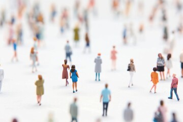 Obraz premium Miniature people women on white background