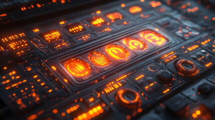 Obraz premium Futuristic Game User Interface Concept Art Featuring a Progress Bar with Intense Fire Effects Inspired by Japanese Fighting Games