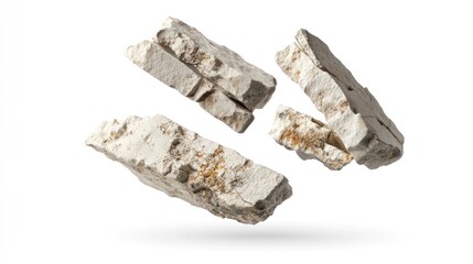 Three Irregularly Shaped Stones Floating in Mid-Air