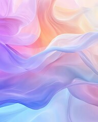 Fototapeta premium Pastel Dream: Flowing silk fabric in soft pastel shades creates a dreamy and ethereal background. Perfect for design projects needing a touch of elegance and serenity. 