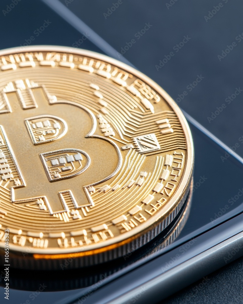 Poster Bitcoin Volatility Close-up of Fluctuating Price Chart on Smartphone Display