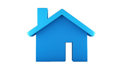 Obraz premium Blue house icon, white isolated background