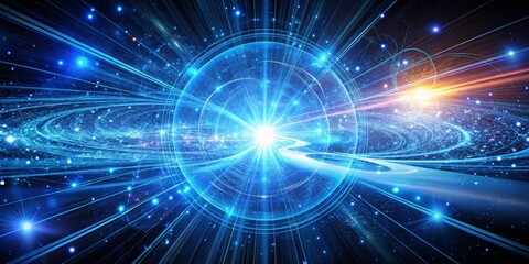 Naklejka premium Cosmic Gateway A Digital Exploration of Interconnectedness and Infinite Potential