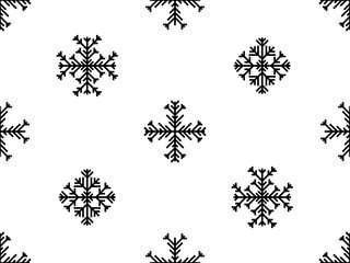 Snowflakes seamless pattern. Black silhouettes of snowflakes on a white background. Geometric snowflakes of different shapes for wallpaper, wrappers and covers. Vector illustration