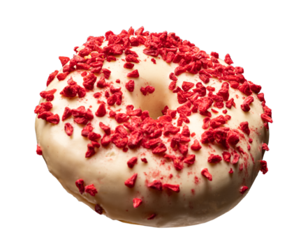 Delicious donut covered with white chocolate