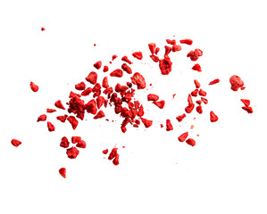 Freeze dried raspberries falling