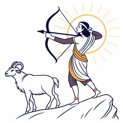 Naklejka premium God Ram-related image with archery and a white background vector design. 