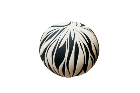 A beautifully decorated black ornament featuring floral designs and red dots, isolated on white background, showcasing elegance.