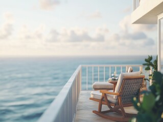 Fototapeta premium Serene Ocean View Balcony