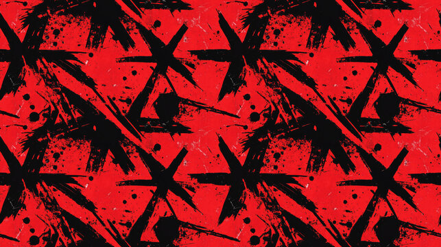 Seamless pattern featuring a bold red spray stain with an anarchy motif ideal for graphic design and creative projects