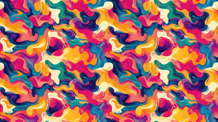 Seamless pattern featuring vibrant abstract colors ideal for fabric design and digital art