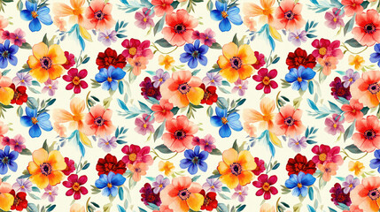 Naklejka premium Seamless pattern of watercolor flowers on a light background ideal for fabric design and home decor