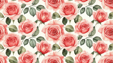 Naklejka premium Seamless watercolor rose flower pattern with delicate floral illustrations for textile design wallpaper and home decor