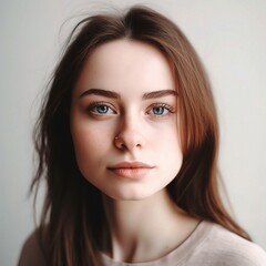 Fototapeta premium Portrait of a Young Woman with Natural Beauty