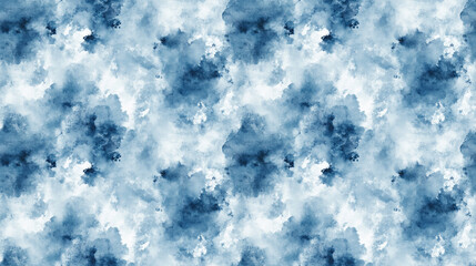 Seamless pattern featuring gray tie dye blue blobs and white wash textile designs ideal for fabric and wallpaper applications