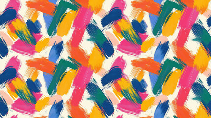 Obraz premium Seamless pattern of colorful brushed abstract strokes perfect for textile or wallpaper design