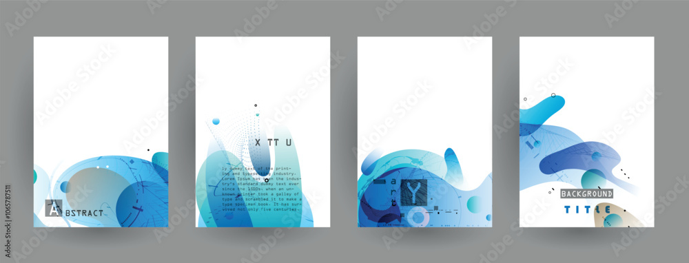 Sticker modern abstract covers set. abstract shapes composition. futuristic minimal design.