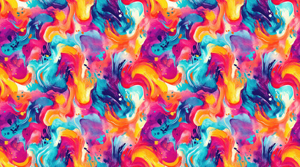 Colorful psychedelic seamless pattern featuring interwoven curved shapes perfect for bold graphic designs