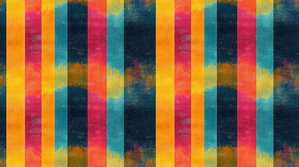 Multicolor retro rainbow pattern featuring a lively grunge backdrop perfect for vibrant textile design