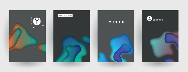 Modern abstract covers set. Abstract shapes composition. Futuristic minimal design.